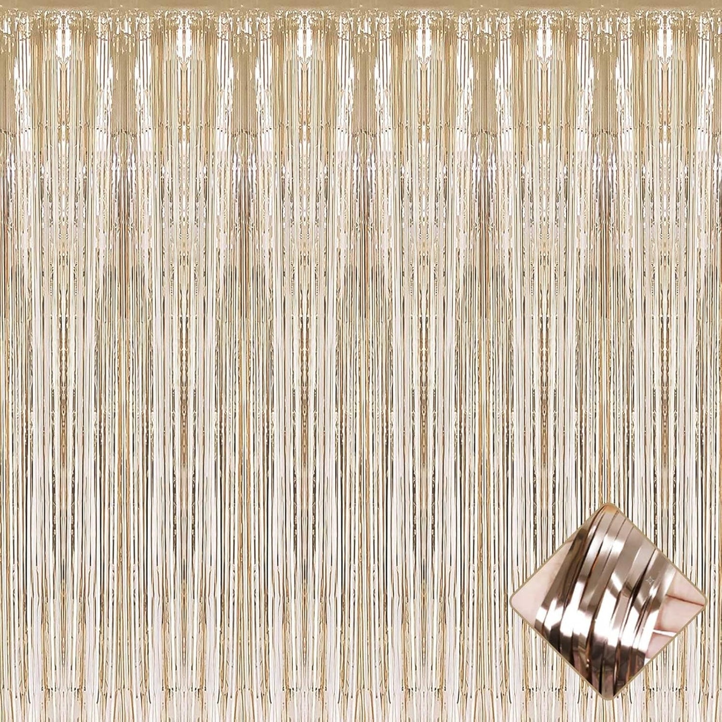 Perdea Franjurata, Model Decor Petrecere, pentru Fundal de Poze, Amenajare Colorata a Petrecerii, Dimensiune 100x200 cm, Gold Sampanie