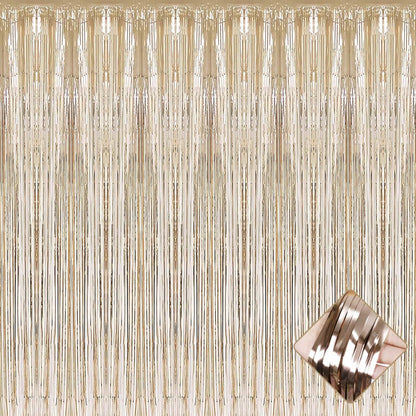 Perdea Franjurata, Model Decor Petrecere, pentru Fundal de Poze, Amenajare Colorata a Petrecerii, Dimensiune 100x200 cm, Gold Sampanie