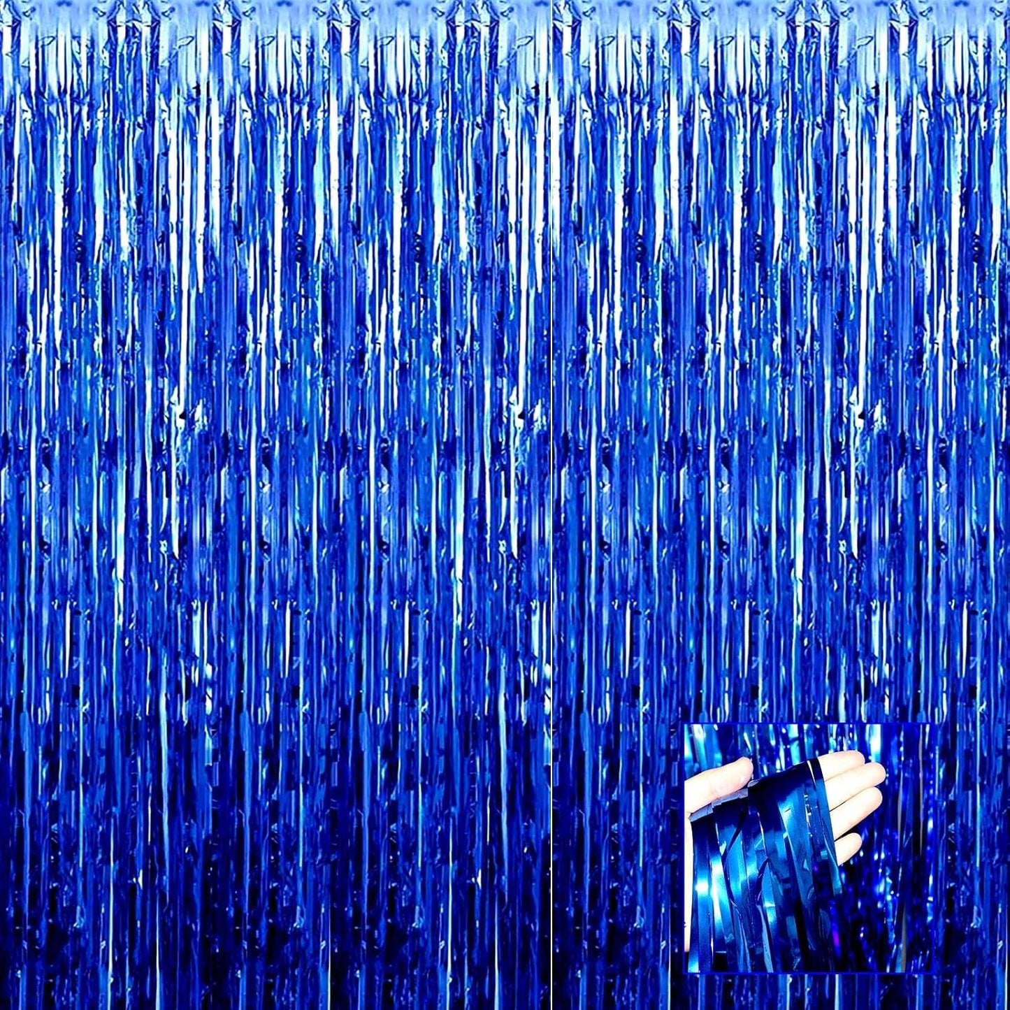 Perdea Franjurata, Model Decor Petrecere, pentru Fundal de Poze, Amenajare Colorata a Petrecerii, Dimensiune 100x200 cm, Albastru Inchis