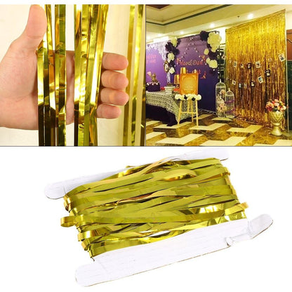Perdea Franjurata, Model Decor Petrecere, pentru Fundal de Poze, Amenajare Colorata a Petrecerii, Dimensiune 100x200 cm, Gold