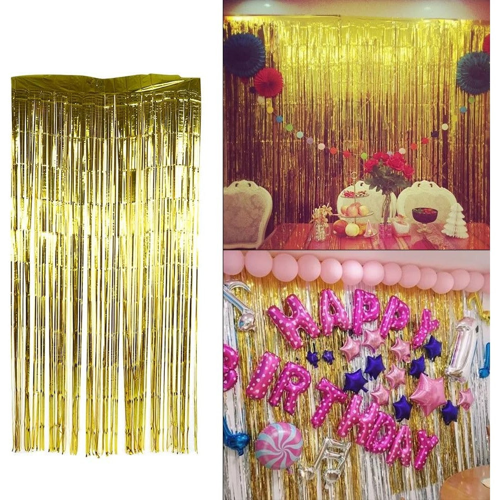 Perdea Franjurata, Model Decor Petrecere, pentru Fundal de Poze, Amenajare Colorata a Petrecerii, Dimensiune 100x200 cm, Gold