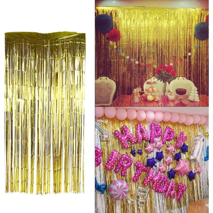 Perdea Franjurata, Model Decor Petrecere, pentru Fundal de Poze, Amenajare Colorata a Petrecerii, Dimensiune 100x200 cm, Gold