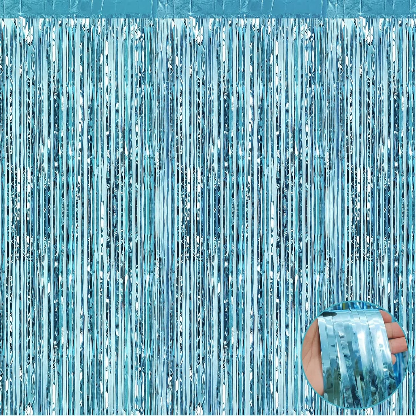 Perdea Franjurata, Model Decor Petrecere, pentru Fundal de Poze, Amenajare Colorata a Petrecerii, Dimensiune 100x200 cm, Albastru Deschis