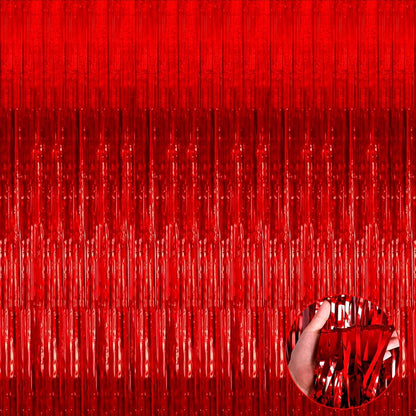 Perdea Franjurata, Model Decor Petrecere, pentru Fundal de Poze, Amenajare Colorata a Petrecerii, Dimensiune 100x200 cm, Rosu