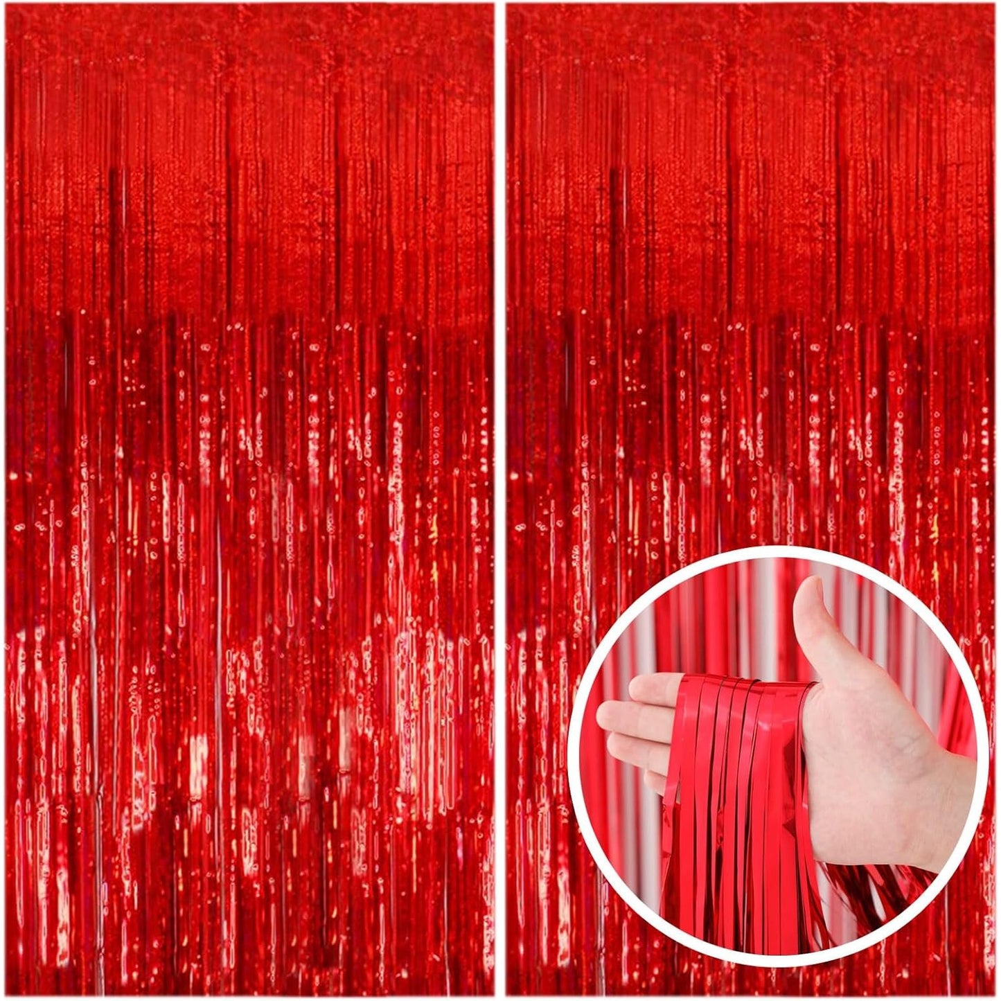 Perdea Franjurata, Model Decor Petrecere, pentru Fundal de Poze, Amenajare Colorata a Petrecerii, Dimensiune 100x200 cm, Rosu