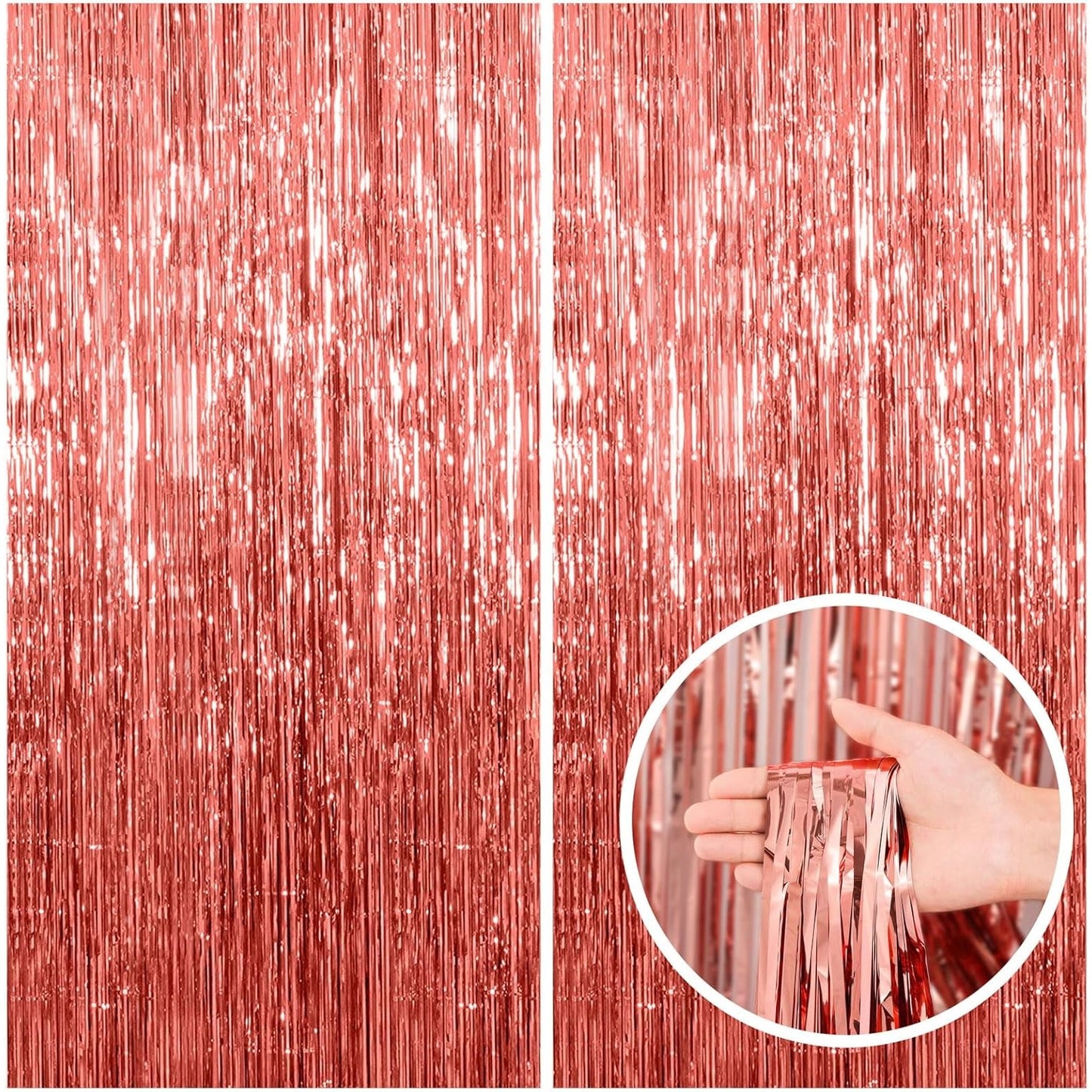 Perdea Franjurata, Model Decor Petrecere, pentru Fundal de Poze, Amenajare Colorata a Petrecerii, Dimensiune 100x200 cm, Rose Gold