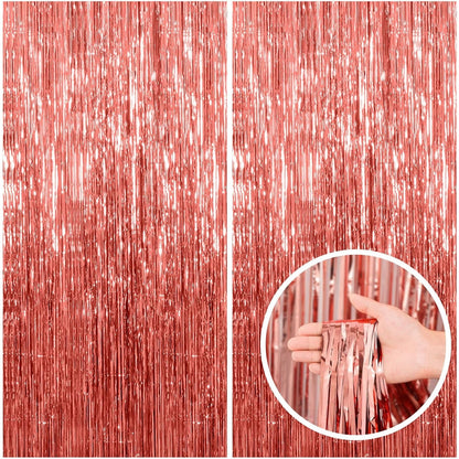 Perdea Franjurata, Model Decor Petrecere, pentru Fundal de Poze, Amenajare Colorata a Petrecerii, Dimensiune 100x200 cm, Rose Gold