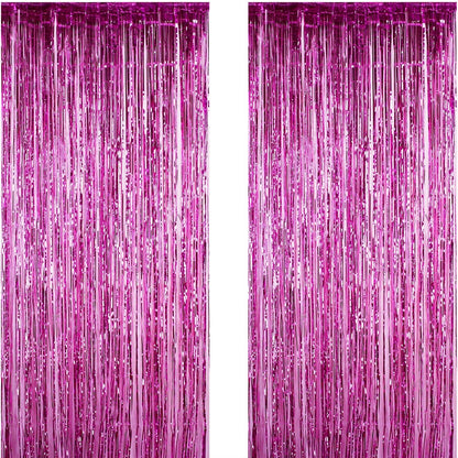 Perdea Franjurata, Model Decor Petrecere, pentru Fundal de Poze, Amenajare Colorata a Petrecerii, Dimensiune 100x200 cm, Roz Inchis