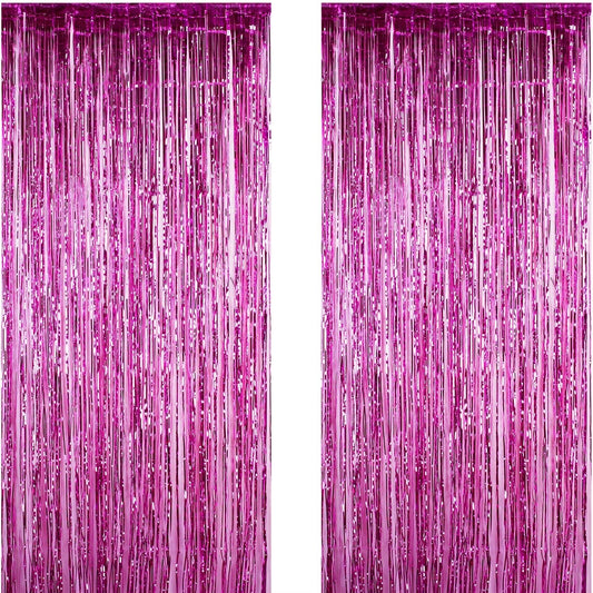 Perdea Franjurata, Model Decor Petrecere, pentru Fundal de Poze, Amenajare Colorata a Petrecerii, Dimensiune 100x200 cm, Roz Inchis