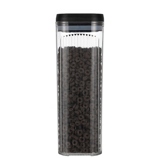 Cutie de Depozitare Alimente, tip Container, 3.7L, Recipiente pentru Cereale in Bucatarie,  Transparente cu Capac Negru
