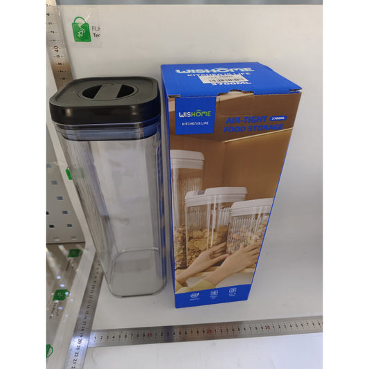 Cutie de Depozitare Alimente, tip Container, 3.7L, Recipiente pentru Cereale in Bucatarie,  Transparente cu Capac Negru
