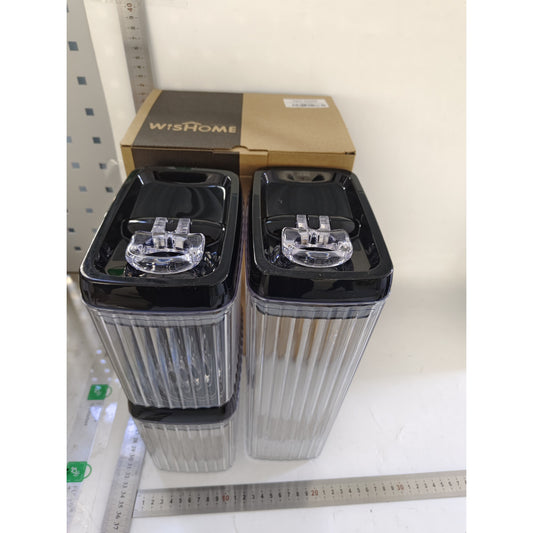 Cutii de Depozitare Alimente, Set din 3 Cutii de tip Container, Recipiente pentru Cereale in Bucatarie,  Transparente cu Capac Negru