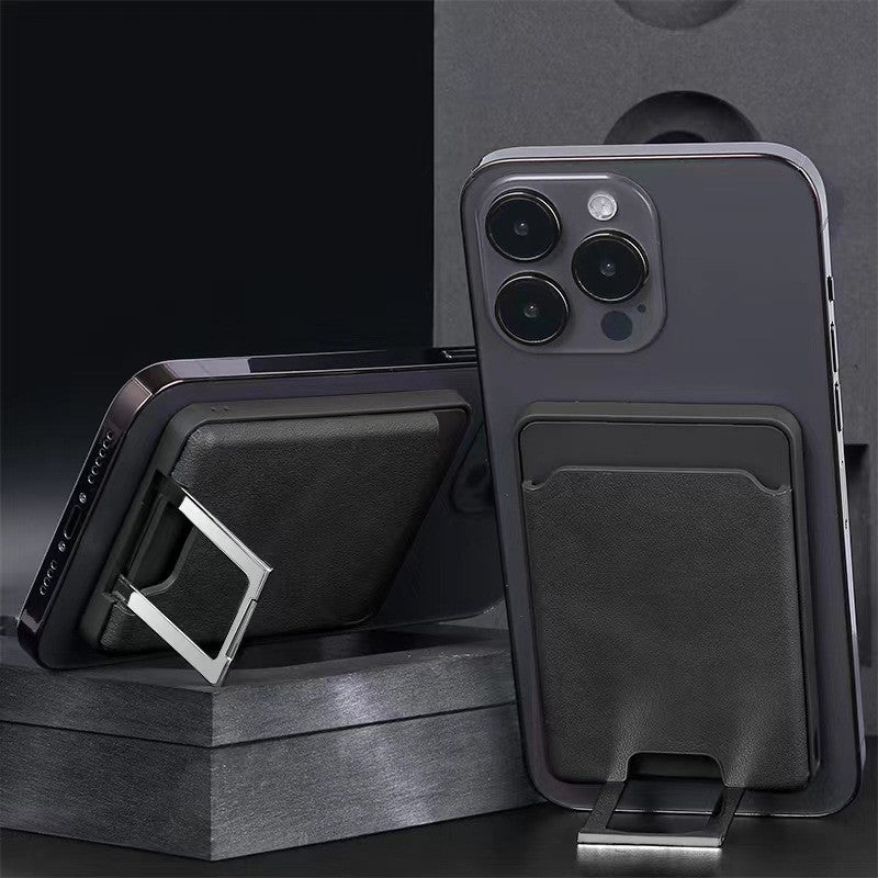 Accesoriu pentru telefon 3 in 1, incarcator Wirelles Magsafe, portofel si suport, negru