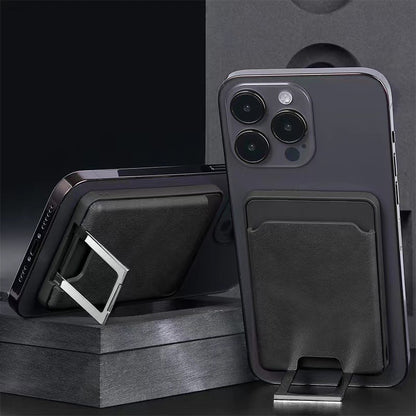 Accesoriu pentru telefon 3 in 1, incarcator Wirelles Magsafe, portofel si suport, negru