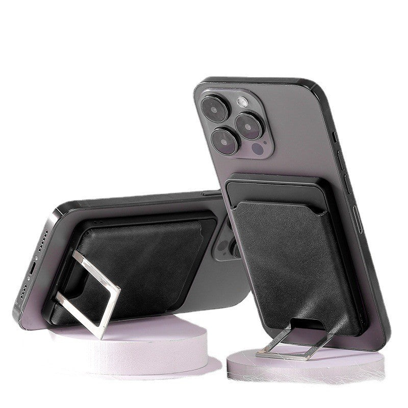 Accesoriu pentru telefon 3 in 1, incarcator Wirelles Magsafe, portofel si suport, negru