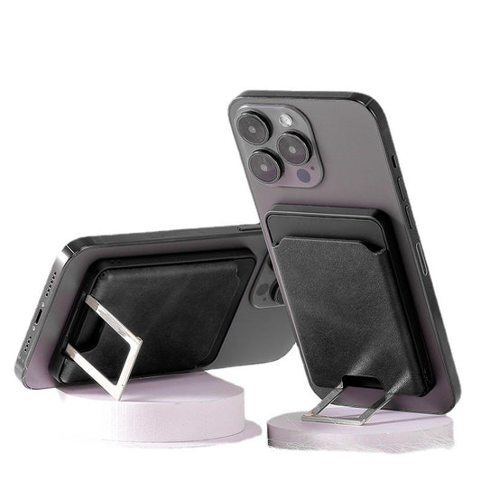 Accesoriu pentru telefon 3 in 1, incarcator Wirelles Magsafe, portofel si suport, negru