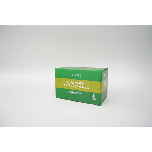 Alimentator furtun luminos, rezista pana la 50 m, 8 jocuri de lumini, fir negru