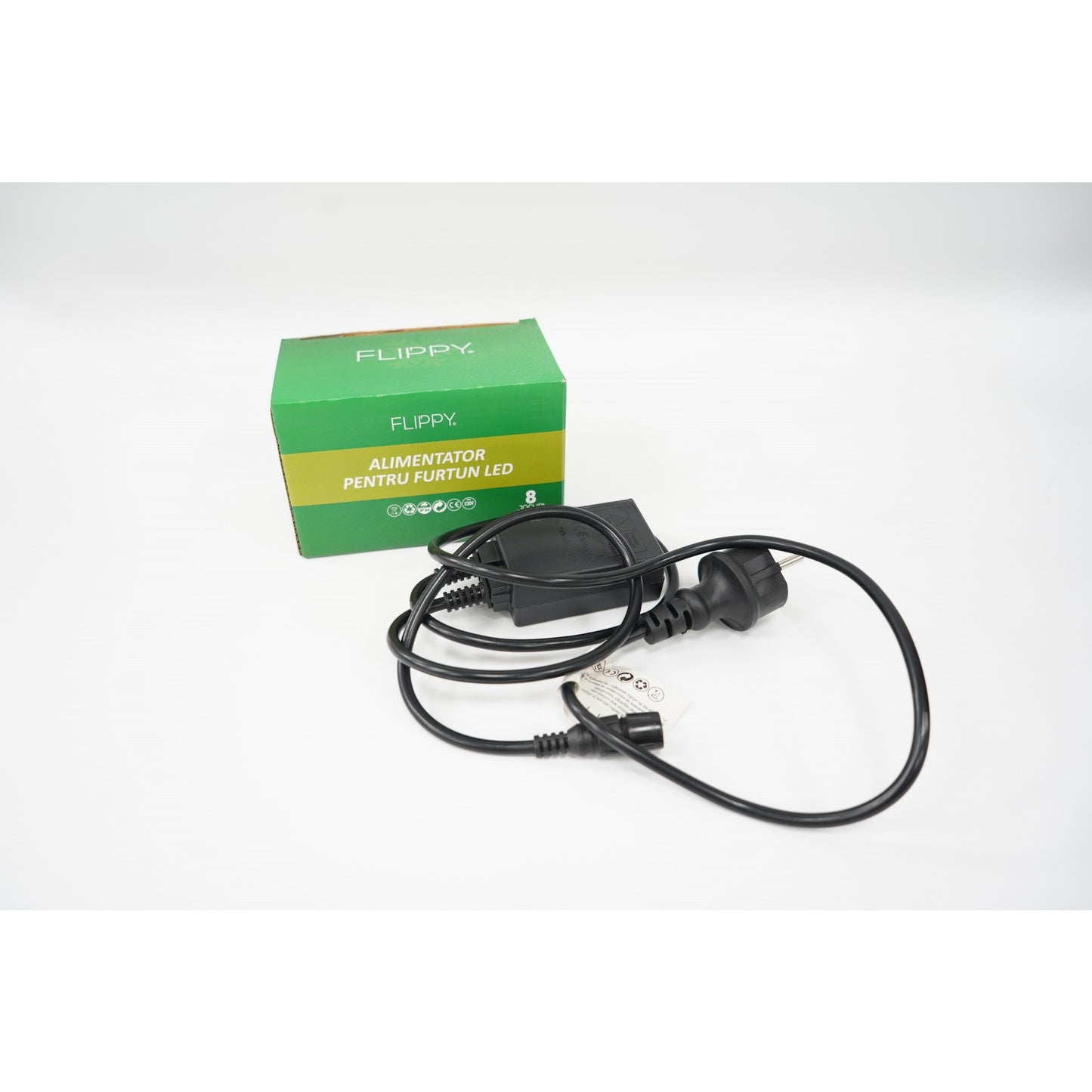 Alimentator furtun luminos, rezista pana la 50 m, 8 jocuri de lumini, fir negru