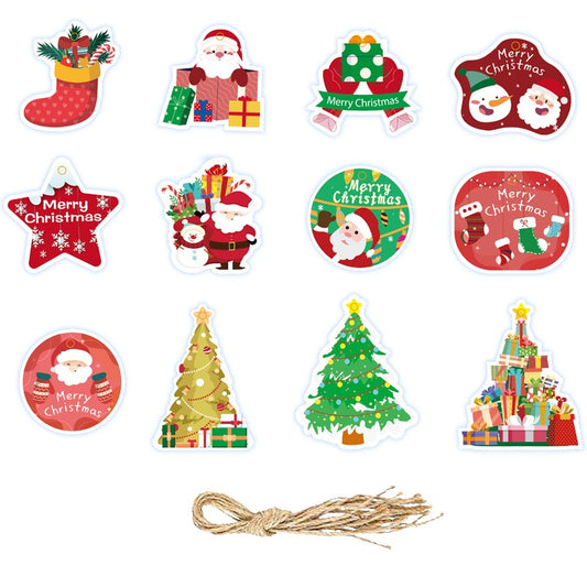 Set Decoratiuni de Craciun pentru Brad, Modele Variate, Sfoara Inclusa, 12 Piese, 6 x 7 cm, Model B, Multicolor