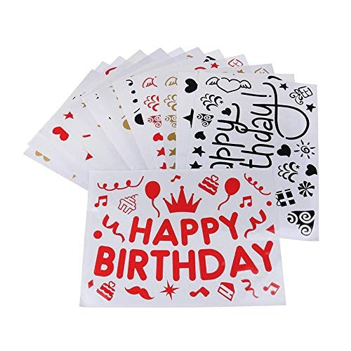 Sticker Autocolant pentru Baloane, Tematica Aniversare, Model Happy Birthday, 29x21 cm, Rosu
