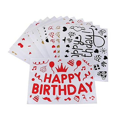 Sticker Autocolant pentru Baloane, Tematica Aniversare, Model Happy Birthday, 29x21 cm, Rosu