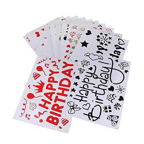 Sticker Autocolant pentru Baloane, Tematica Aniversare, Model Happy Birthday, 29x21 cm, Rosu