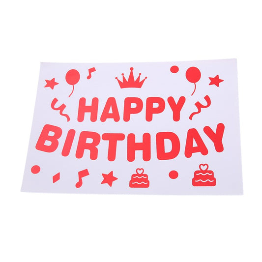 Sticker Autocolant pentru Baloane, Tematica Aniversare, Model Happy Birthday, 29x21 cm, Rosu