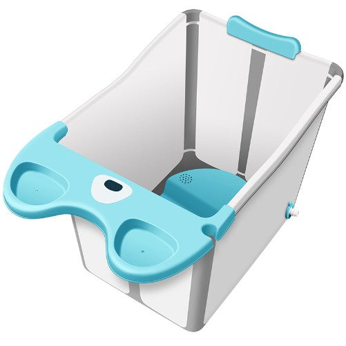 Cada Pliabila pentru Baie, din PP+TPE, pentru Copii +6 Luni, Model Ursulet, Scaun de Interior, Detasabil, 82 x 50 x 54 cm, Albastru