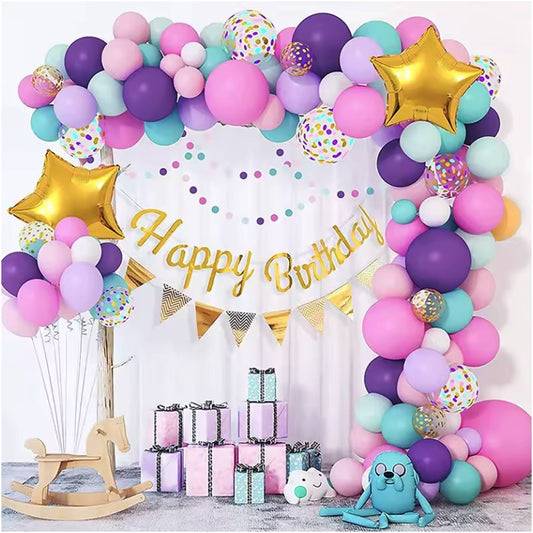 Baloane pentru Arcada HAPPY BIRTHDAY, baloane decorative din Latex, Set Mix 127 Baloane Colorate, Multicolor