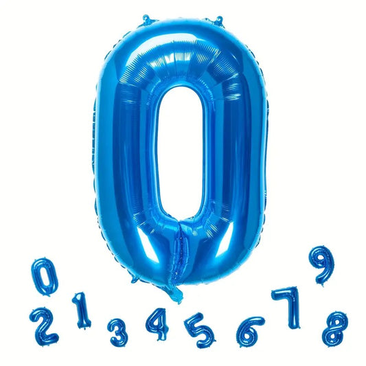 Balon din Folie, Cifra 0, 81 cm, Pentru Aer sau Heliu, Bulk, Albastru