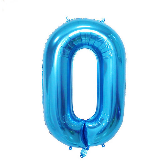 Balon din Folie, Cifra 0, 81 cm, Pentru Aer sau Heliu, Bulk, Albastru