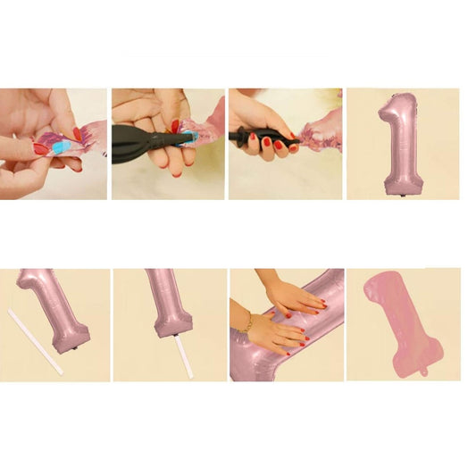 Balon din Folie, Cifra 0, 81 cm, Pentru Aer sau Heliu, Bulk, Roz Auriu