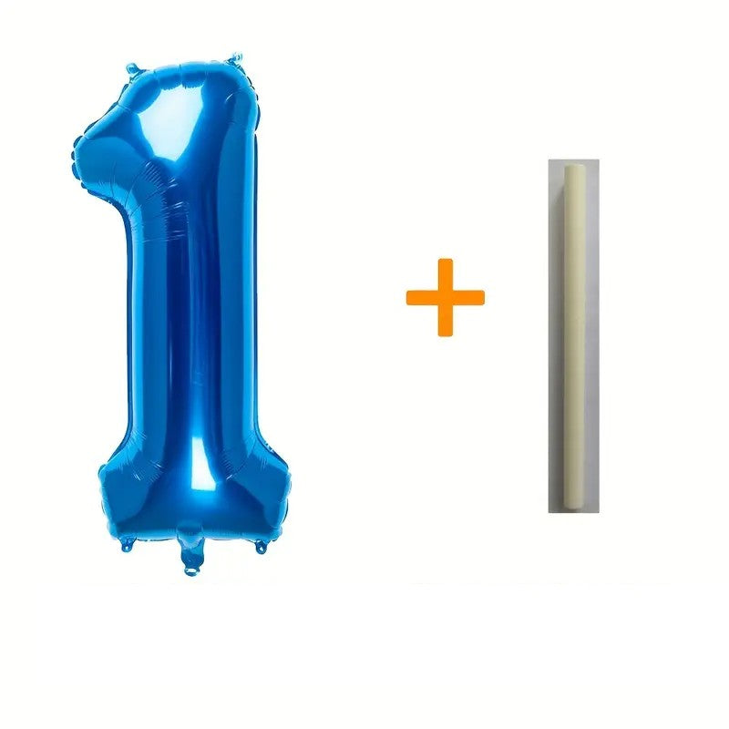 Balon din Folie, Cifra 1, 81 cm, Pentru Aer sau Heliu, Bulk, Albastru