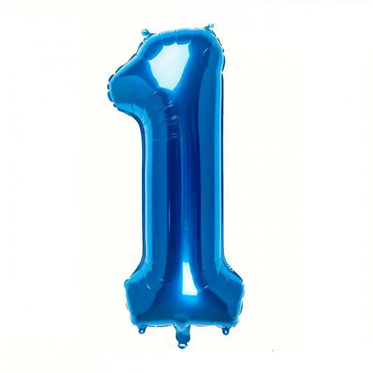 Balon din Folie, Cifra 1, 81 cm, Pentru Aer sau Heliu, Bulk, Albastru