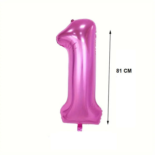 Balon din Folie, Cifra 1, 81 cm, Pentru Aer sau Heliu, Mov