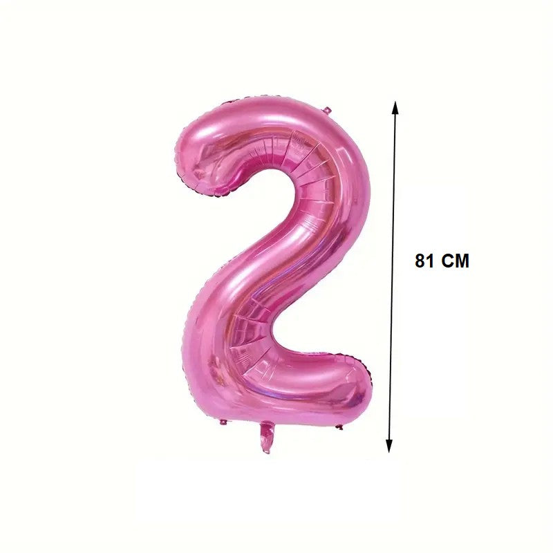 Balon din Folie, Cifra 2, 81 cm, Pentru Aer sau Heliu, Mov