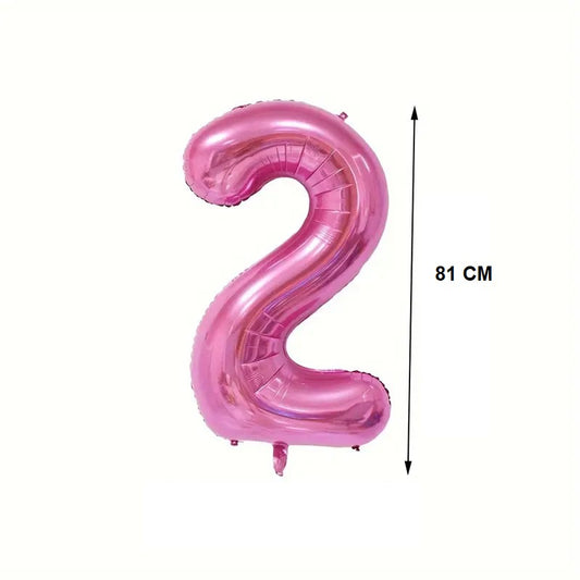 Balon din Folie, Cifra 2, 81 cm, Pentru Aer sau Heliu, Mov