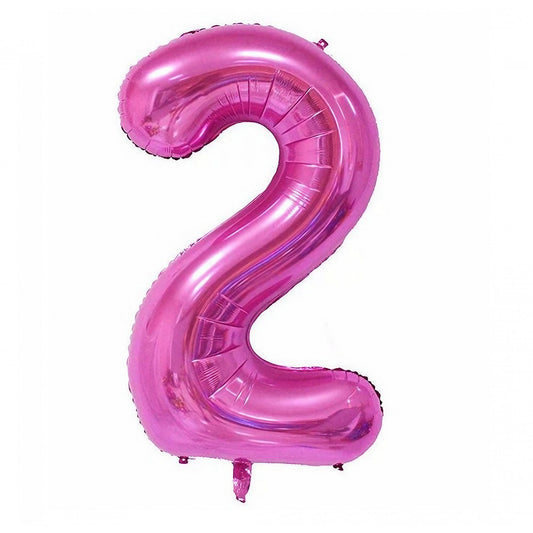 Balon din Folie, Cifra 2, 81 cm, Pentru Aer sau Heliu, Mov
