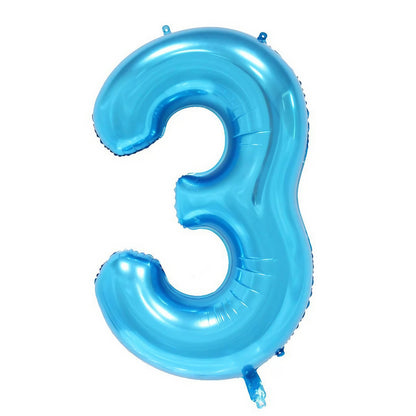 Balon din Folie, Cifra 3, 81 cm, Pentru Aer sau Heliu, Albastru