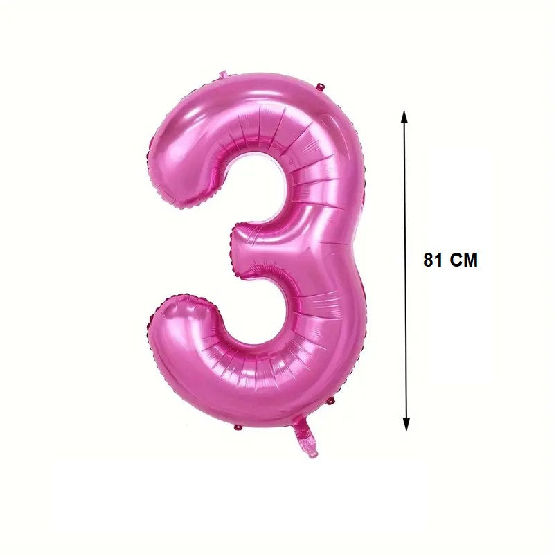 Balon din Folie, Cifra 3, 81 cm, Pentru Aer sau Heliu, Mov