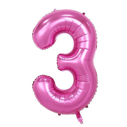 Balon din Folie, Cifra 3, 81 cm, Pentru Aer sau Heliu, Mov