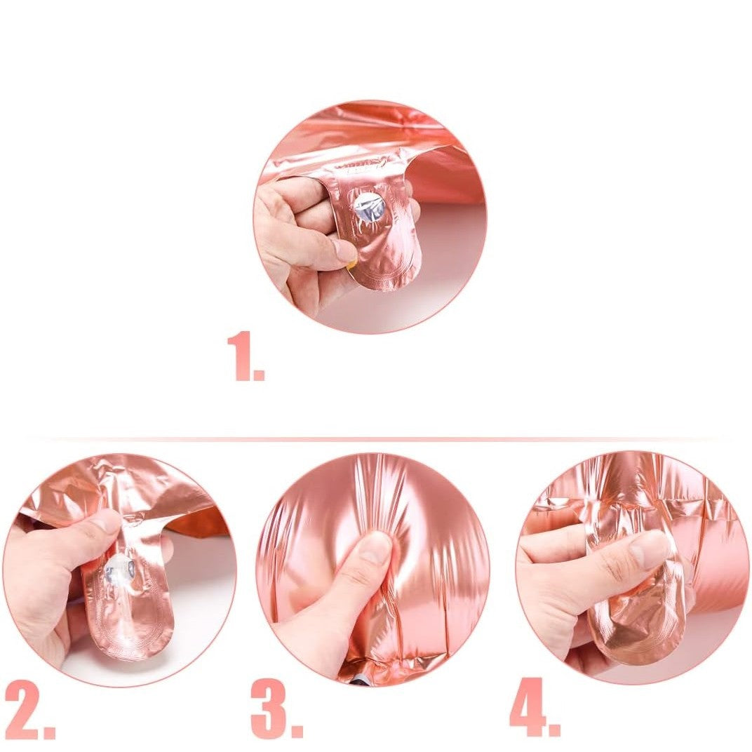 Balon din Folie, Cifra 3, 81 cm, Pentru Aer sau Heliu, Bulk, Roz Auriu