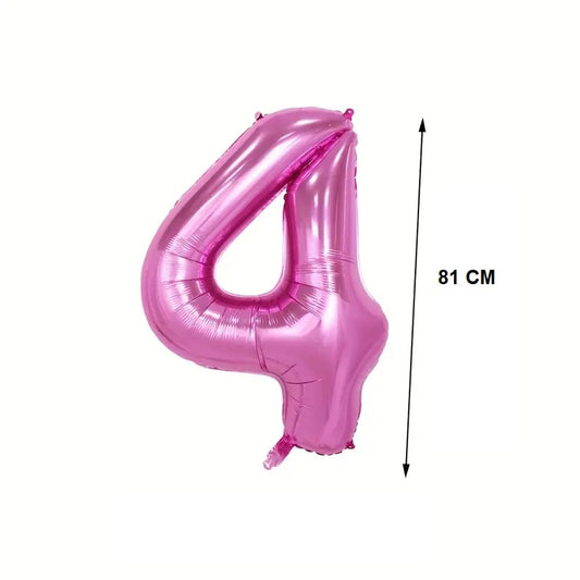 Balon din Folie, Cifra 4, 81 cm, Pentru Aer sau Heliu, Bulk, Mov