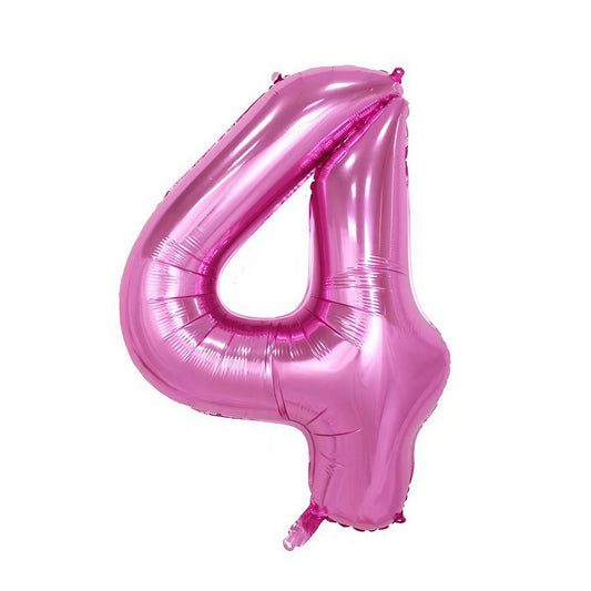 Balon din Folie, Cifra 4, 81 cm, Pentru Aer sau Heliu, Bulk, Mov