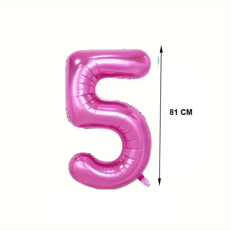 Balon din Folie, Cifra 5, 81 cm, Pentru Aer sau Heliu, Bulk, Mov