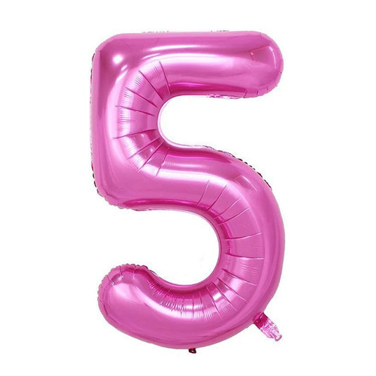 Balon din Folie, Cifra 5, 81 cm, Pentru Aer sau Heliu, Bulk, Mov