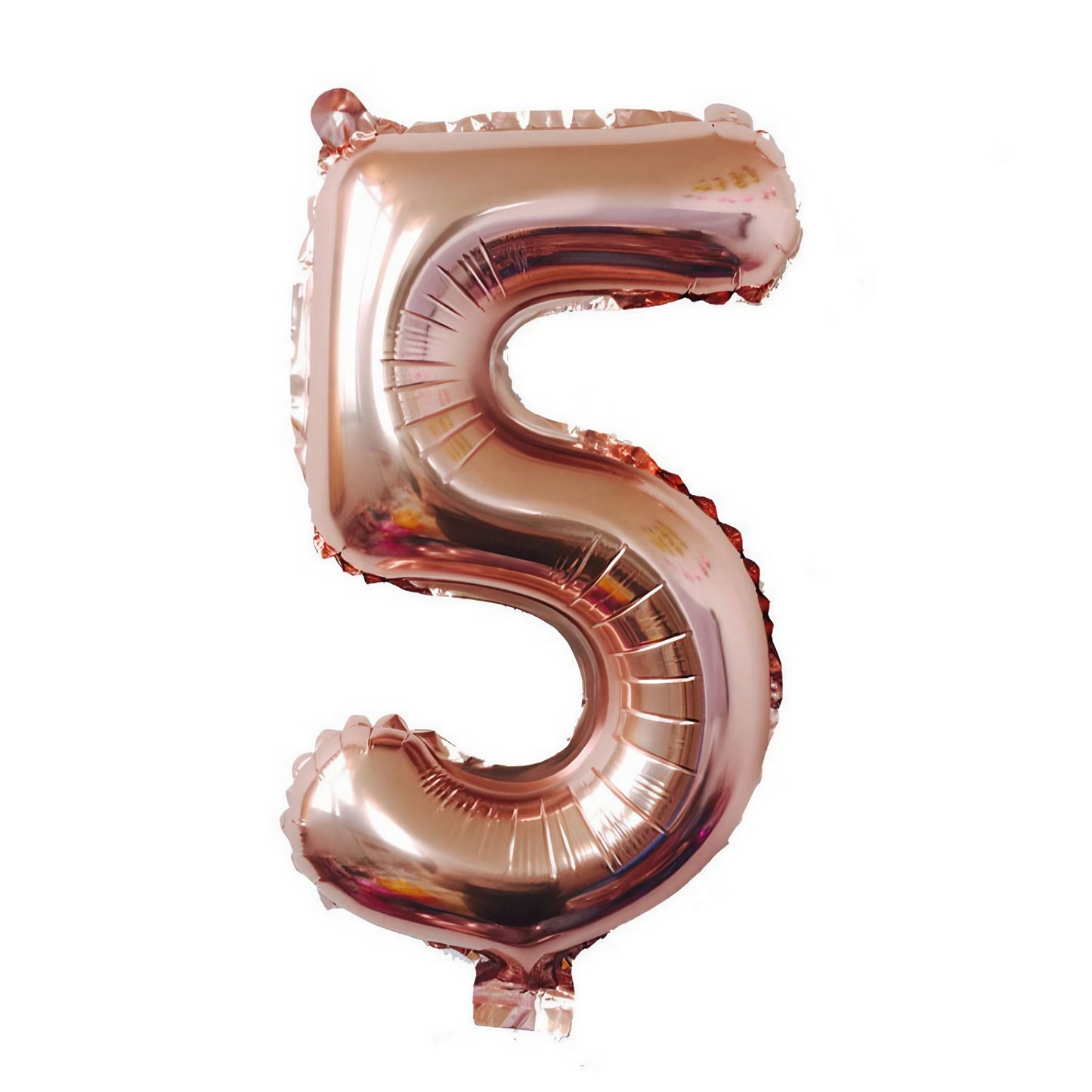 Balon din Folie, Cifra 5, 81 cm, Pentru Aer sau Heliu, Bulk, Roz Auriu