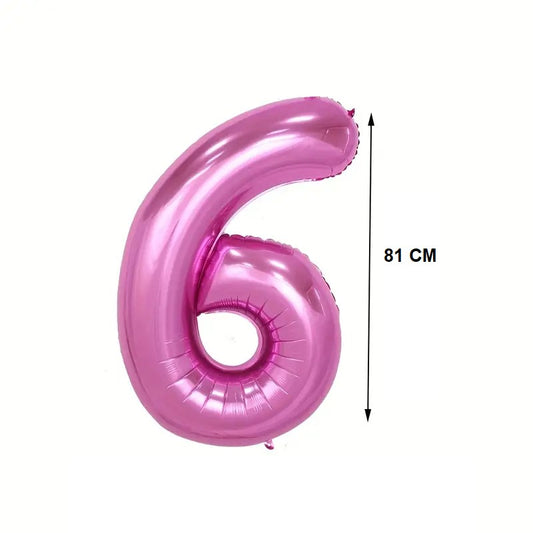 Balon din Folie, Cifra 6, 81 cm, Pentru Aer sau Heliu, Bulk, Mov