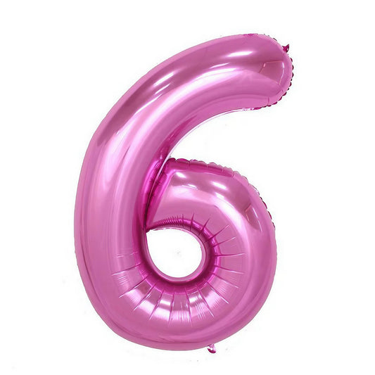 Balon din Folie, Cifra 6, 81 cm, Pentru Aer sau Heliu, Bulk, Mov