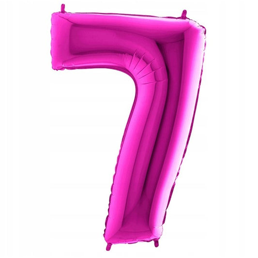 Balon din Folie, Cifra 7, Tema Aniversare, 81 cm, Ambalaj Individual, Pai inclus, Umflare cu Aer sau Heliu, Bulk, Mov
